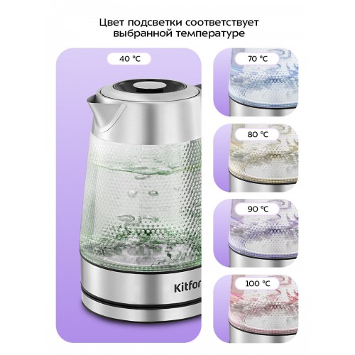 Электрочайник Kitfort КТ-6697 (серебристый/черный) 7