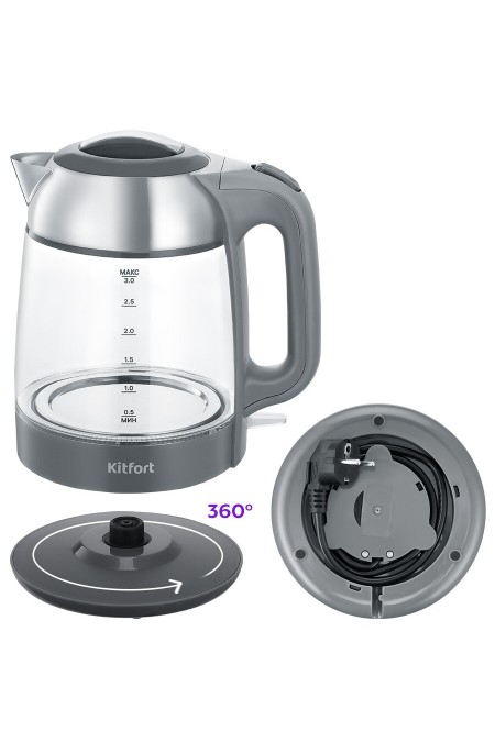 Электрочайник Kitfort КТ-6762 (серый/серебристый) 5