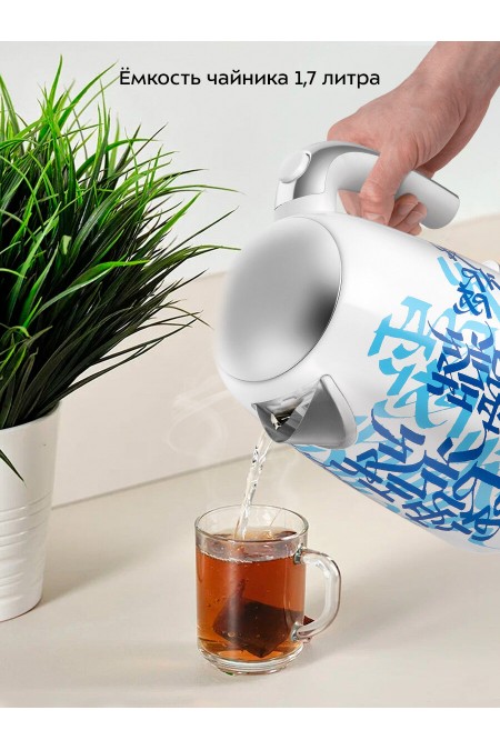 Электрочайник Kitfort КТ-6772 (белый/синий) 1