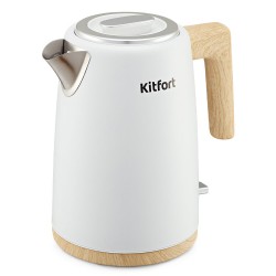 Электрочайник Kitfort КТ-6794 (белый/дерево)