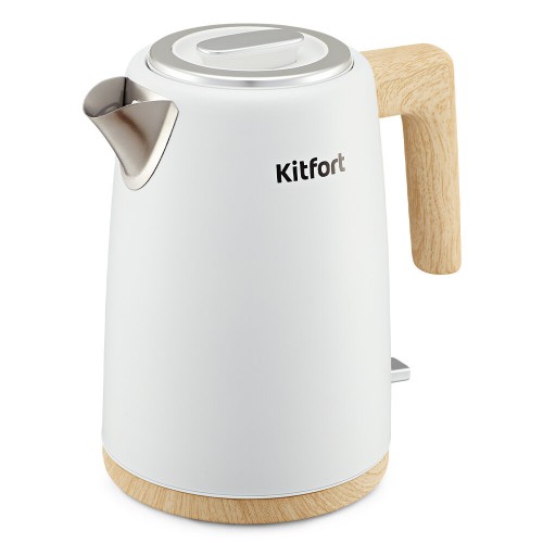 Электрочайник Kitfort КТ-6794 (белый/дерево) 