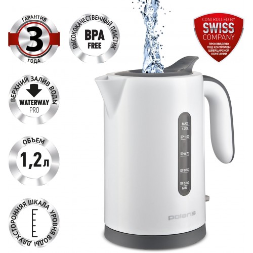 Электрочайник Polaris PWK 1220C Water Way Pro (белый) 