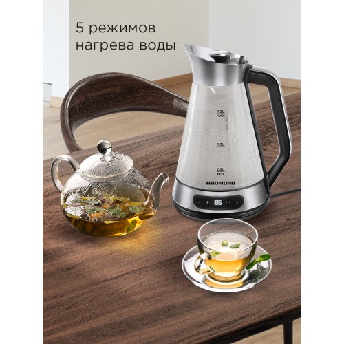 Электрочайник Redmond KG222 (серебристый/черный) 3
