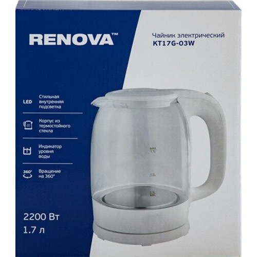 Электрочайник RENOVA KT17G-03W (белый) 1