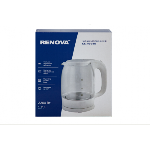 Электрочайник RENOVA KT17G-03W (белый) 1