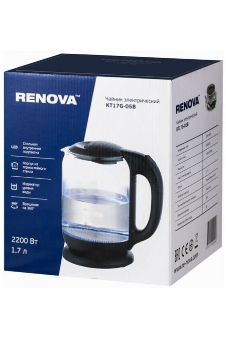 Электрочайник RENOVA KT17G-05B (черный) 1