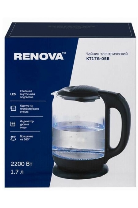 Электрочайник RENOVA KT17G-05B (черный) 2
