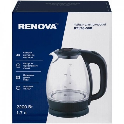 Электрочайник RENOVA KT17G-08B (черный) 1