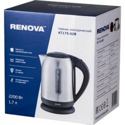 Электрочайник RENOVA KT17S-02B (черный/серебристый)