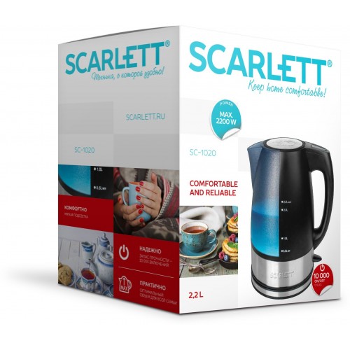 Электрочайник Scarlett SC-1020 (черный/серебристый) 1