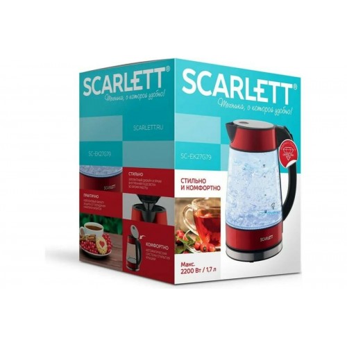 Электрочайник Scarlett SC-EK27G79 (черный/красный) 4