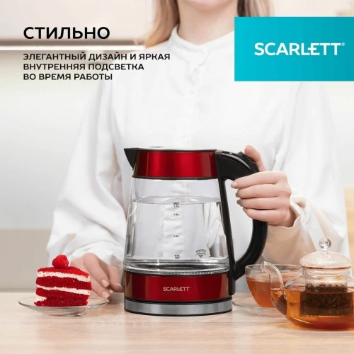 Электрочайник Scarlett SC-EK27G79 (черный/красный) 6