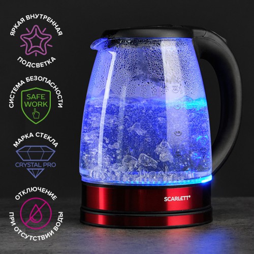 Электрочайник Scarlett SC-EK27G85 (красный/черный) 