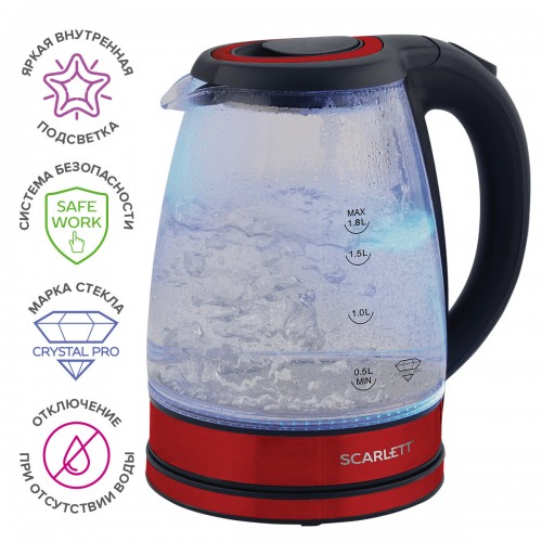 Электрочайник Scarlett SC-EK27G85 (красный/черный) 2