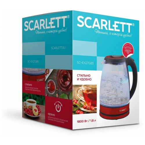 Электрочайник Scarlett SC-EK27G85 (красный/черный) 3