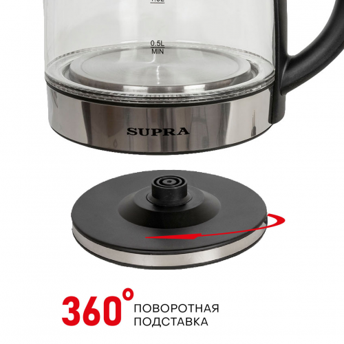 Электрочайник Supra KES-1852G (черный/серебристый) 3