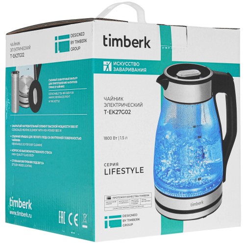 Электрочайник Timberk T-EK27G02 (черный/серебристый) 7