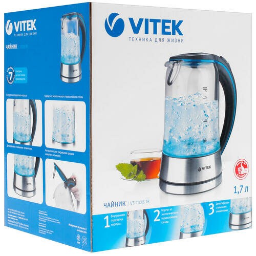 Электрочайник Vitek VT-7028 (черный/серебристый) 6