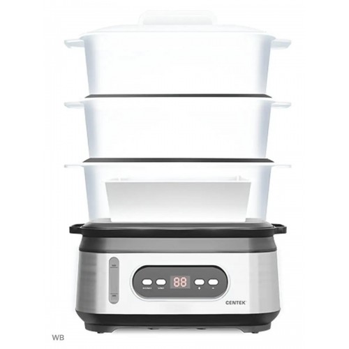 Пароварка CENTEK CT-1459 (серебристый/черный/белый) 