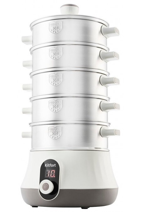Пароварка Kitfort KT-2035 (белый/серебристый) 