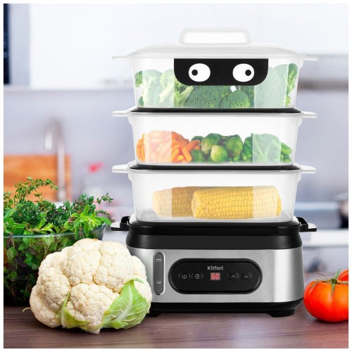 Пароварка Kitfort КТ-4082 (серебристый) 3