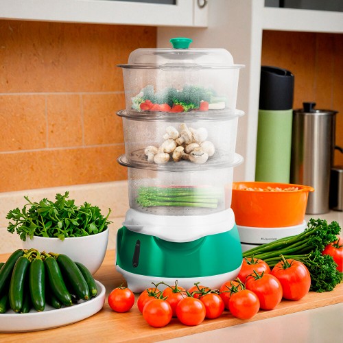 Пароварка Kitfort КТ-6454 (белый/зеленый) 2