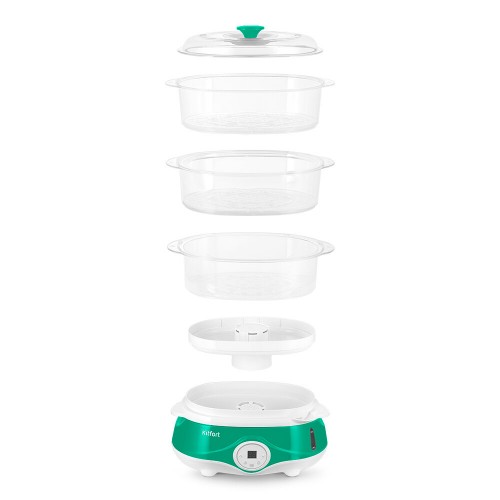 Пароварка Kitfort КТ-6454 (белый/зеленый) 6