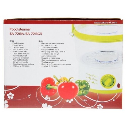 Пароварка Sakura SA-7213 (белый/зеленый) 2