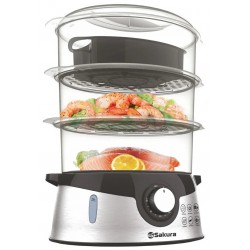 Пароварка Sakura SA-7215 (нержавеющая сталь/черный)