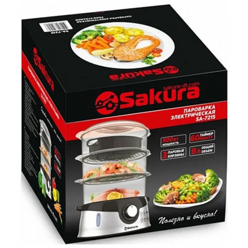 Пароварка Sakura SA-7215 (нержавеющая сталь/черный) 8
