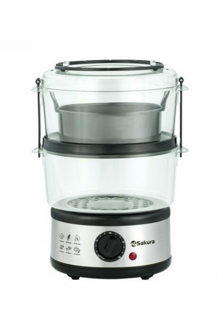 Пароварка Sakura SA-7216-2 (серебристый/черный) 