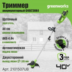 Триммер Greenworks G40LTK4 (2101507UB)