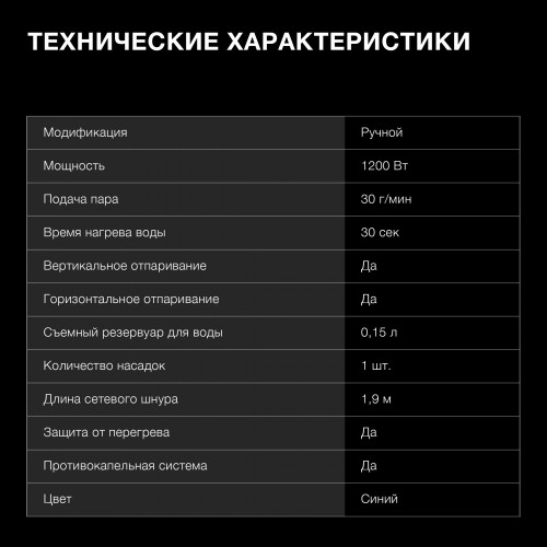 Отпариватель Hyundai H-HS02456 (синий) 6