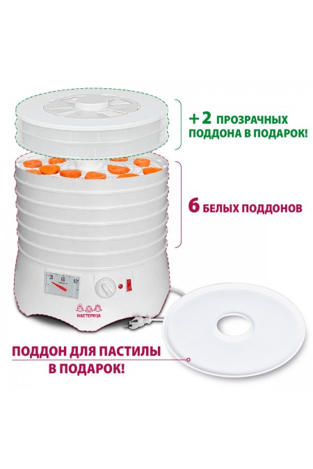 Сушилка Мастерица EFD-0602VM (6 поддонов + 2 прозрачных поддона + поддон для пастилы) (белый) 