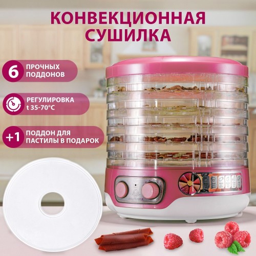 Сушилка Мастерица EFD-3061 (6 поддонов + 1 поддон для пастилы) (розовый перламутр) 2