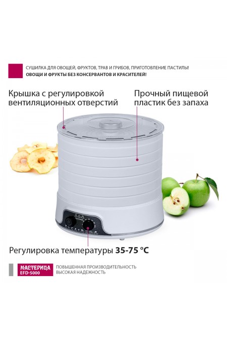 Сушилка Мастерица EFD-5000 (6 поддонов + 3 поддона для пастилы) (белый) 