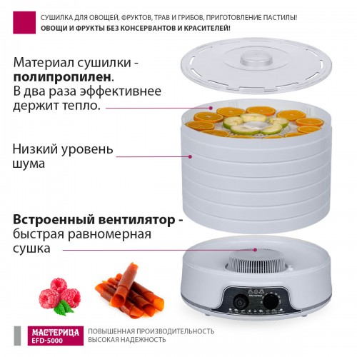 Сушилка Мастерица EFD-5000 (6 поддонов + 3 поддона для пастилы) (белый) 3