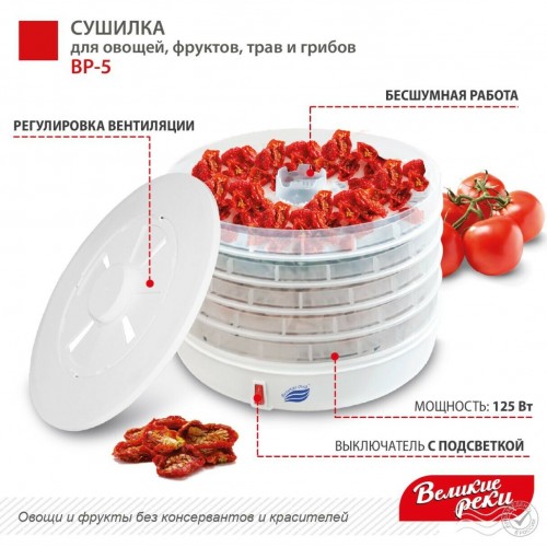 Сушилка Великие Реки ВР-5 (прозрачный/белый) 4