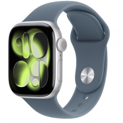 Умные часы Apple Watch Series 11 GPS 46 мм Aluminium Case with Sport Band (M/L) (серебристый/синий)