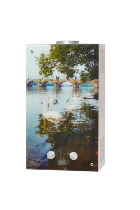 Проточный газовый водонагреватель Genberg 210.01 Декор (Мост) (белый/рисунок) 