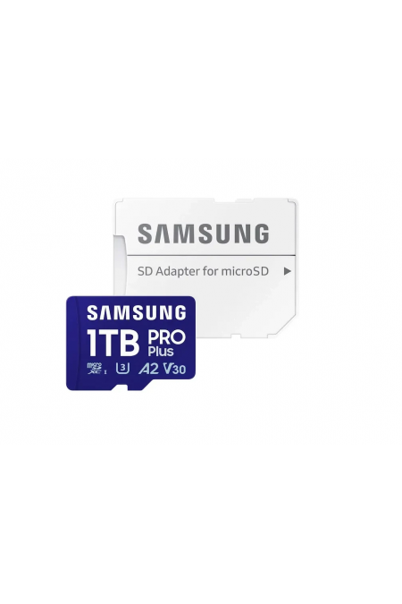 Карта памяти Samsung microSDXC PRO Plus Class 10 A2 V30 UHS-I (U3) W 130 МБ/с R 180 МБ/с (MB-MD1T0SA/EU) 1TB + SD адаптер 