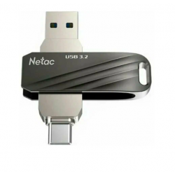 Флешка Netac US1 USB3.2 64GB (NT03US11C-064G-32BK) (черный/серебристый)