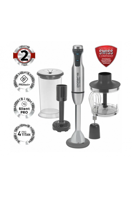Погружной блендер Polaris PHB 1583L Silent (серебристый/черный) 